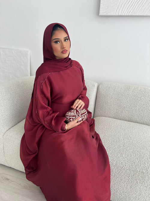 Doha Abaya V2 - Maroon Noir