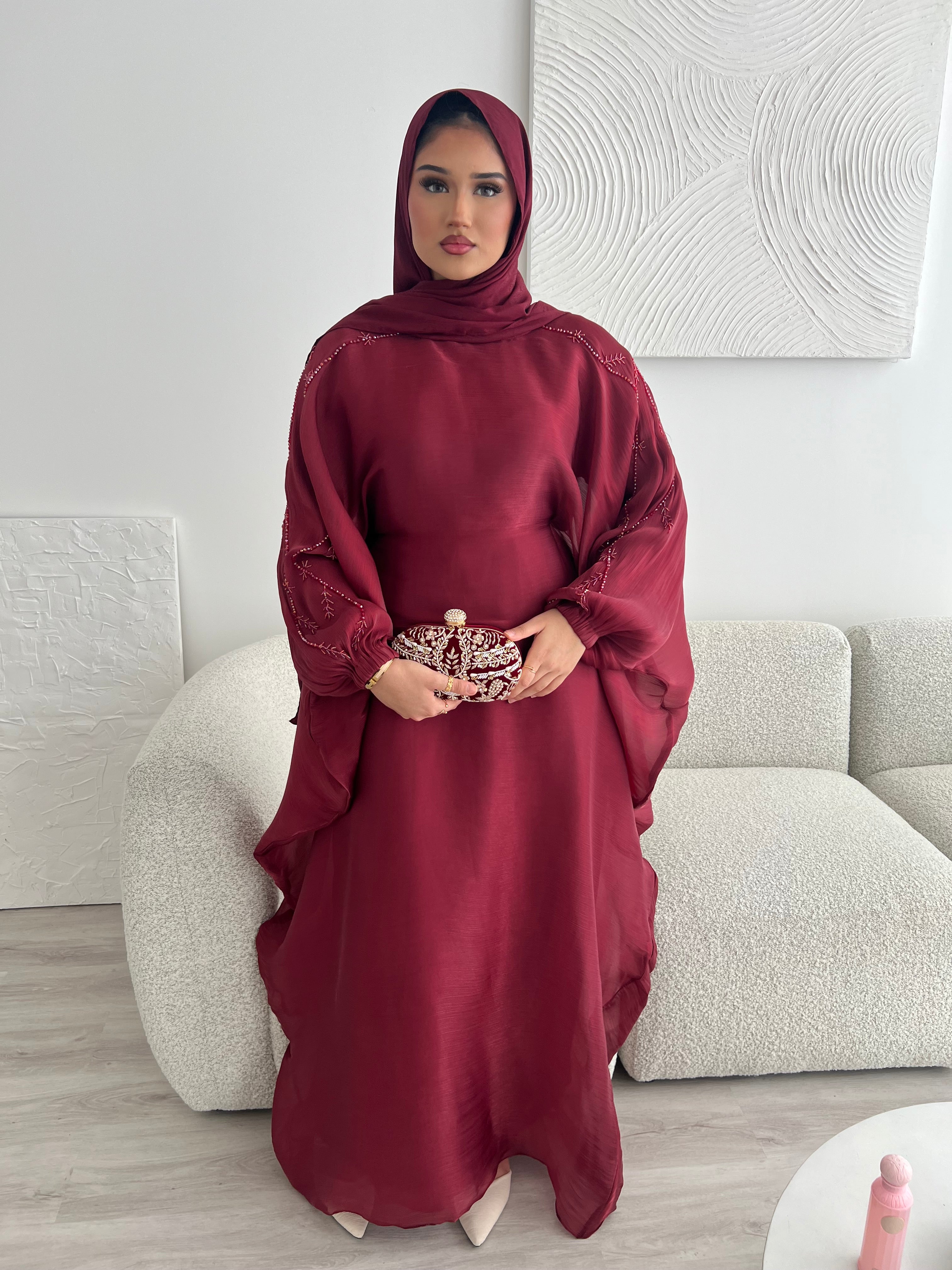 Doha Abaya V2 - Maroon Noir
