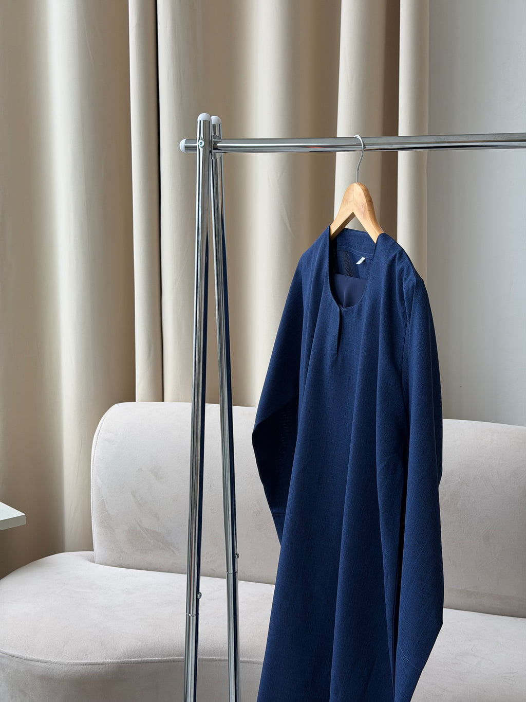 Linen Basics Abaya - Navy Blue