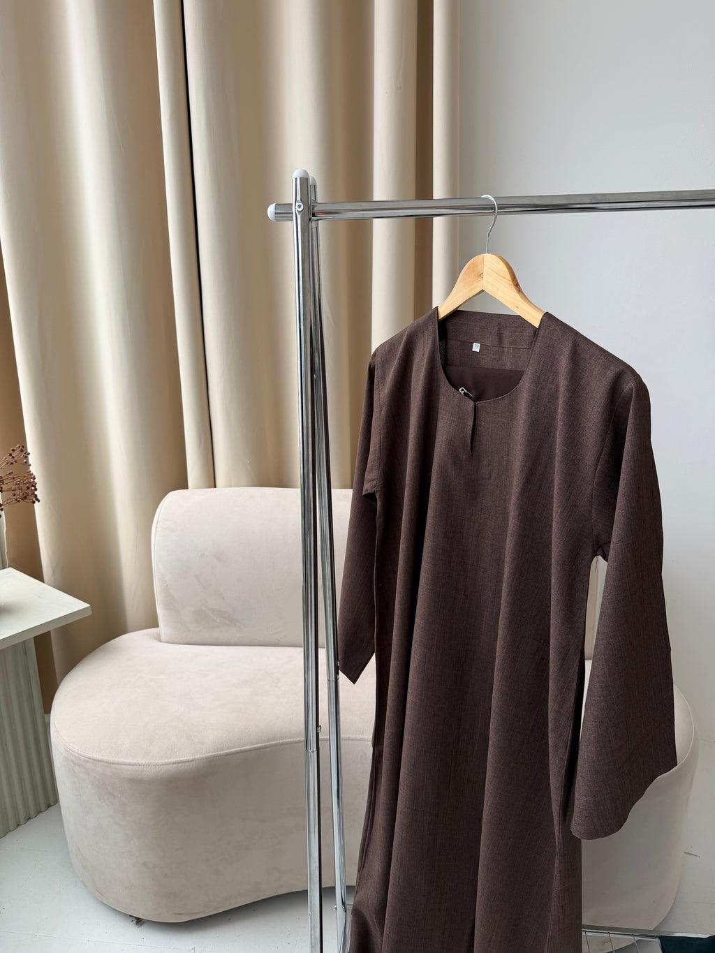 Linen Basics Abaya - Chocolate Brown
