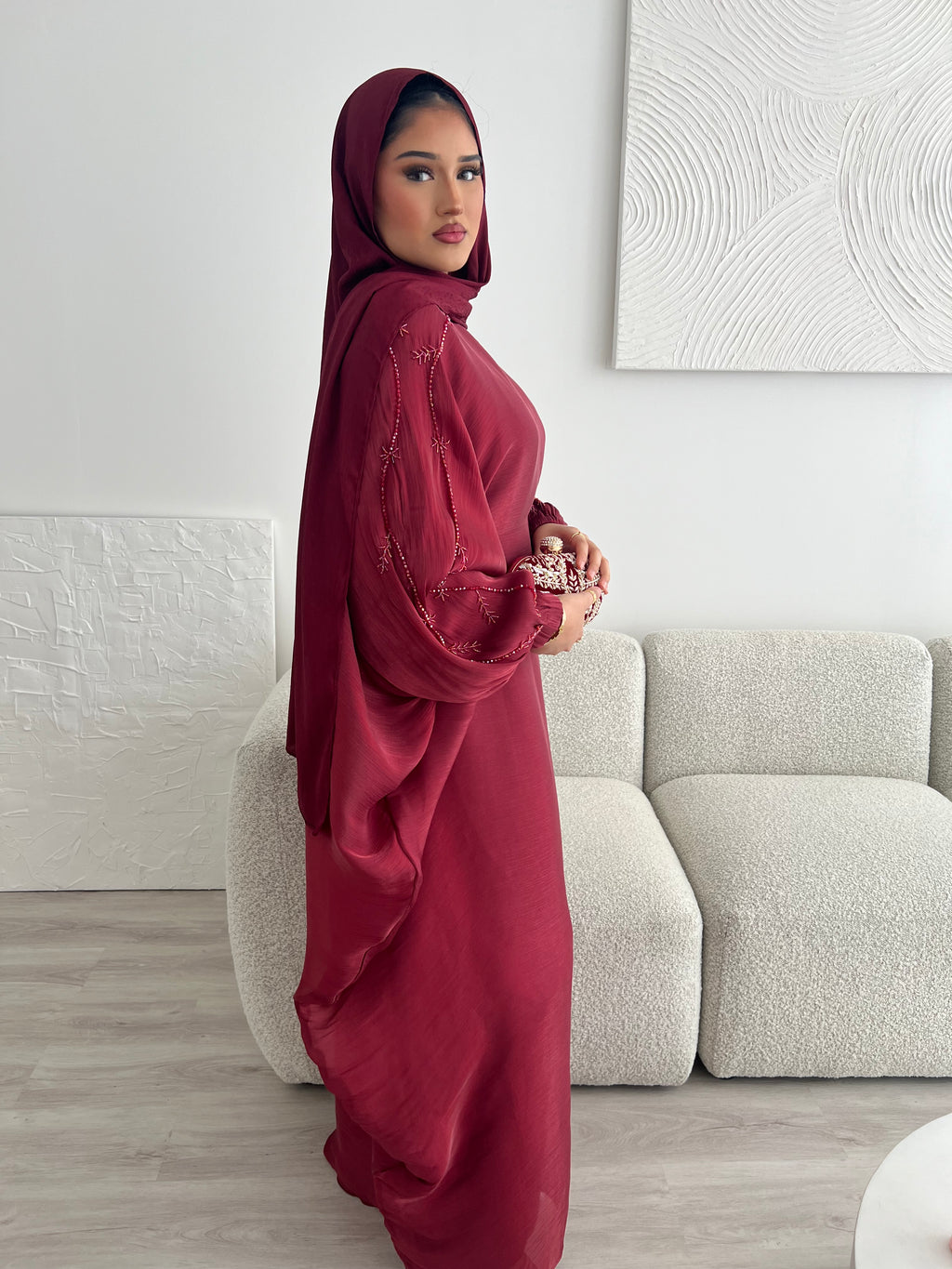 Doha Abaya V2 - Maroon Noir