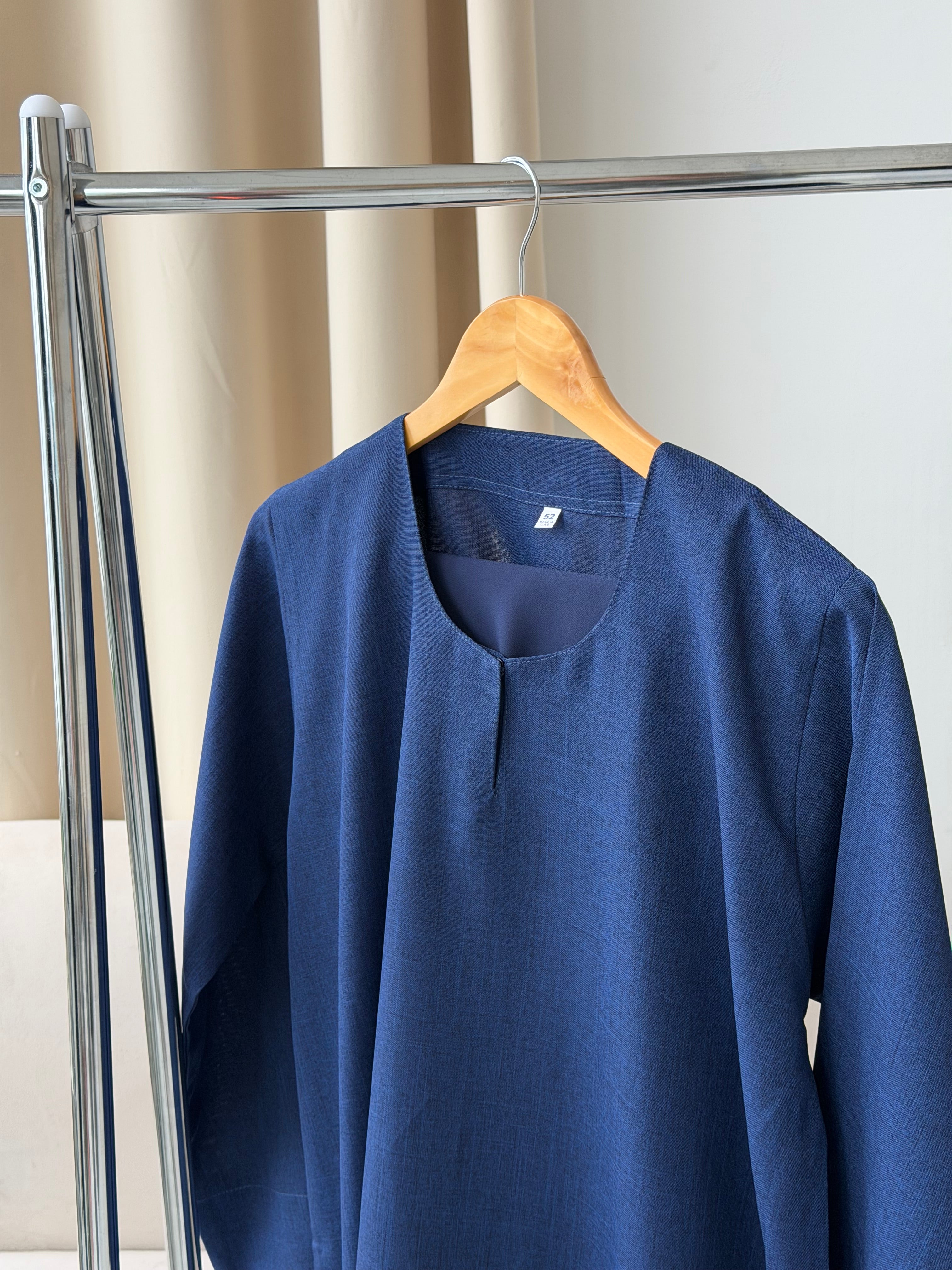 Linen Basics Abaya - Navy Blue