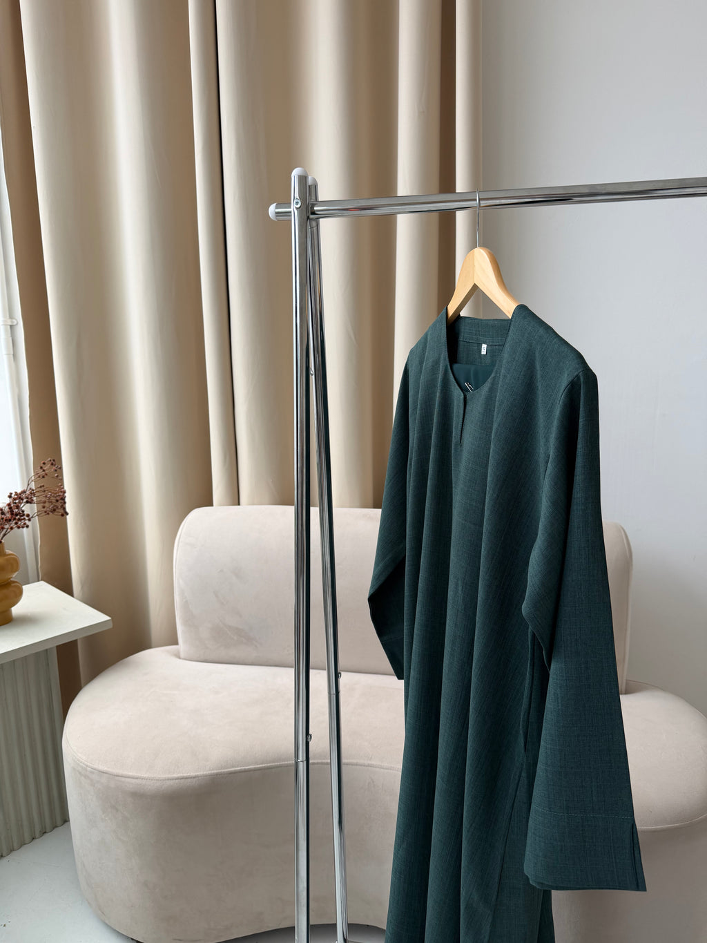 Linen Basics Abaya - Teal Green