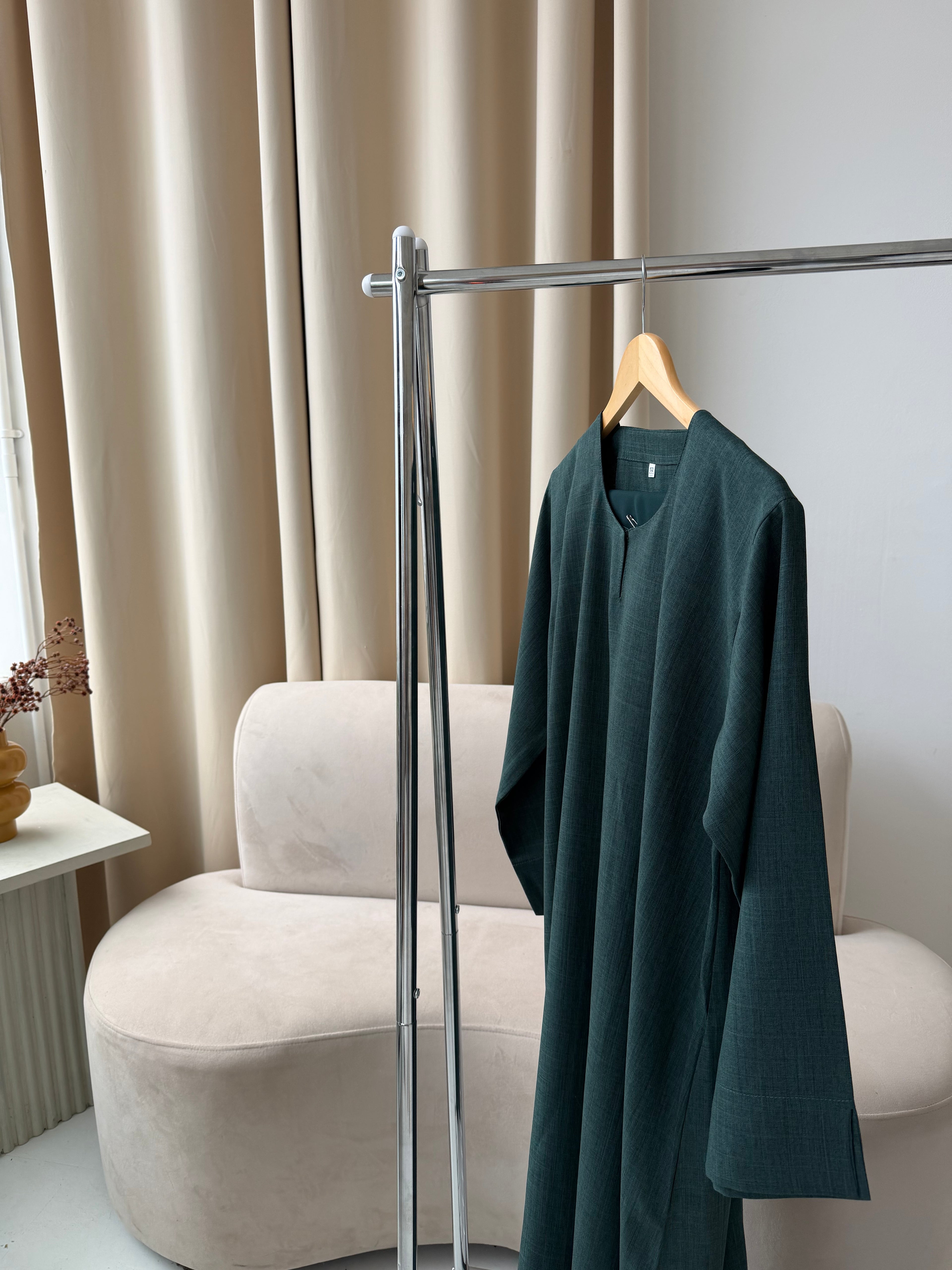 Linen Basics Abaya - Teal Green