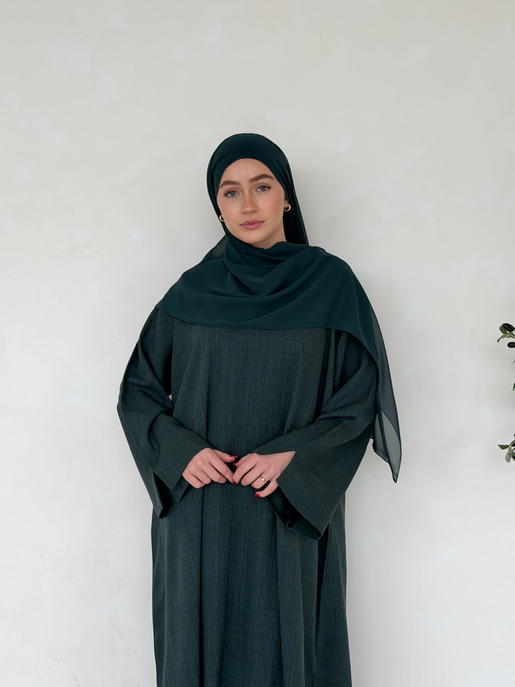 Linen Basics Abaya - Teal Green