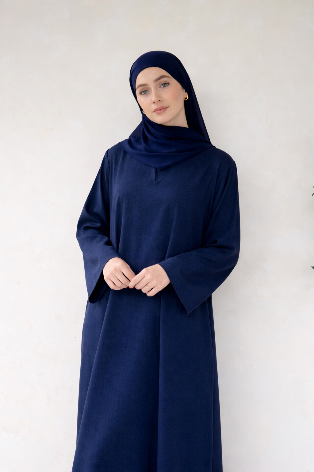 Linen Basics Abaya - Navy Blue