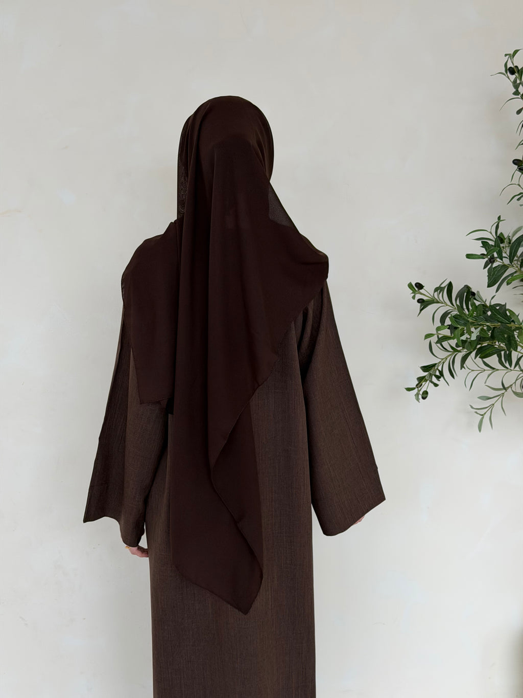 Linen Basics Abaya - Chocolate Brown