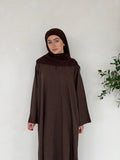 Linen Basics Abaya - Chocolate Brown
