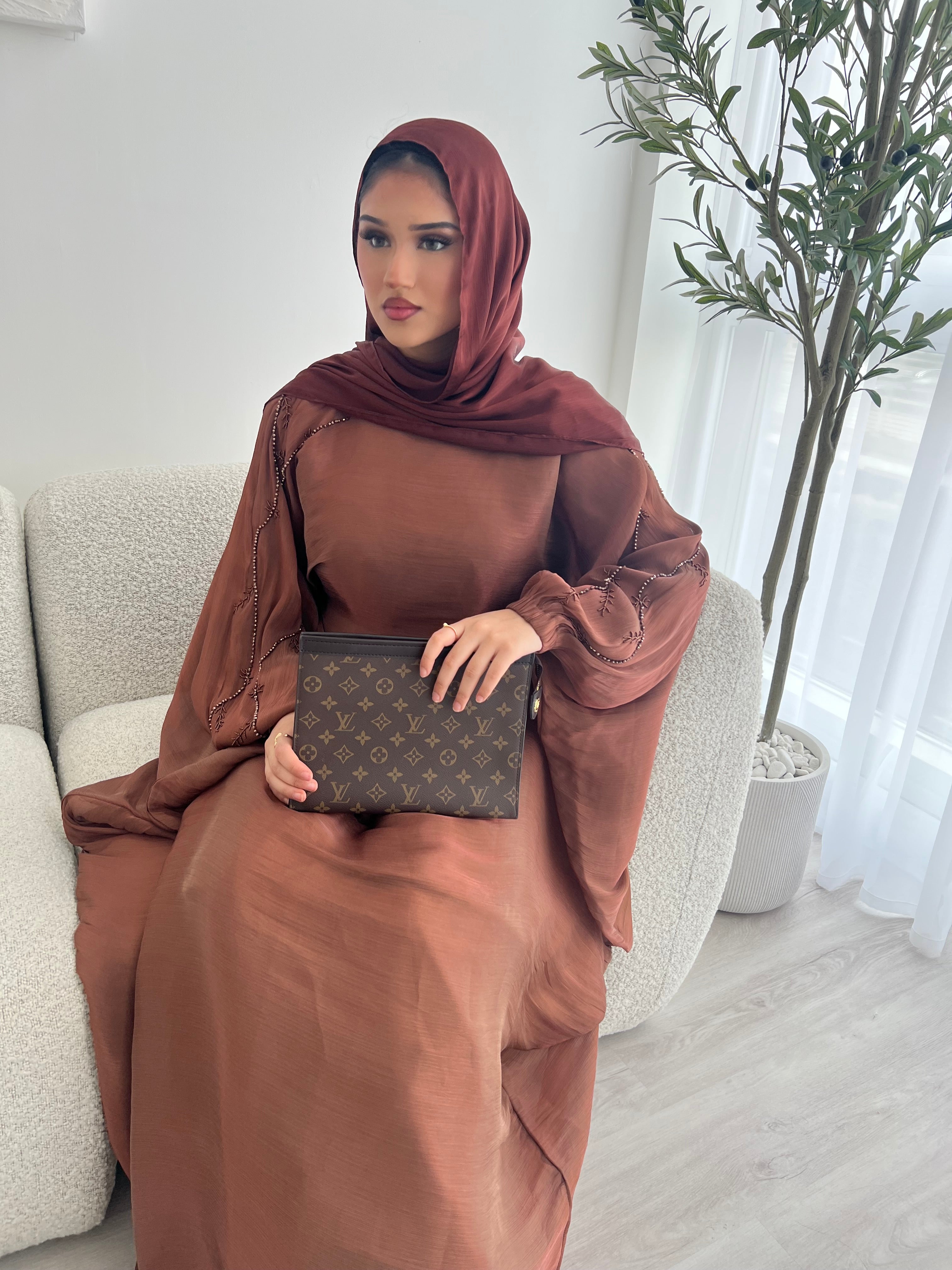 Doha Abaya V2 - Chocolate Brown