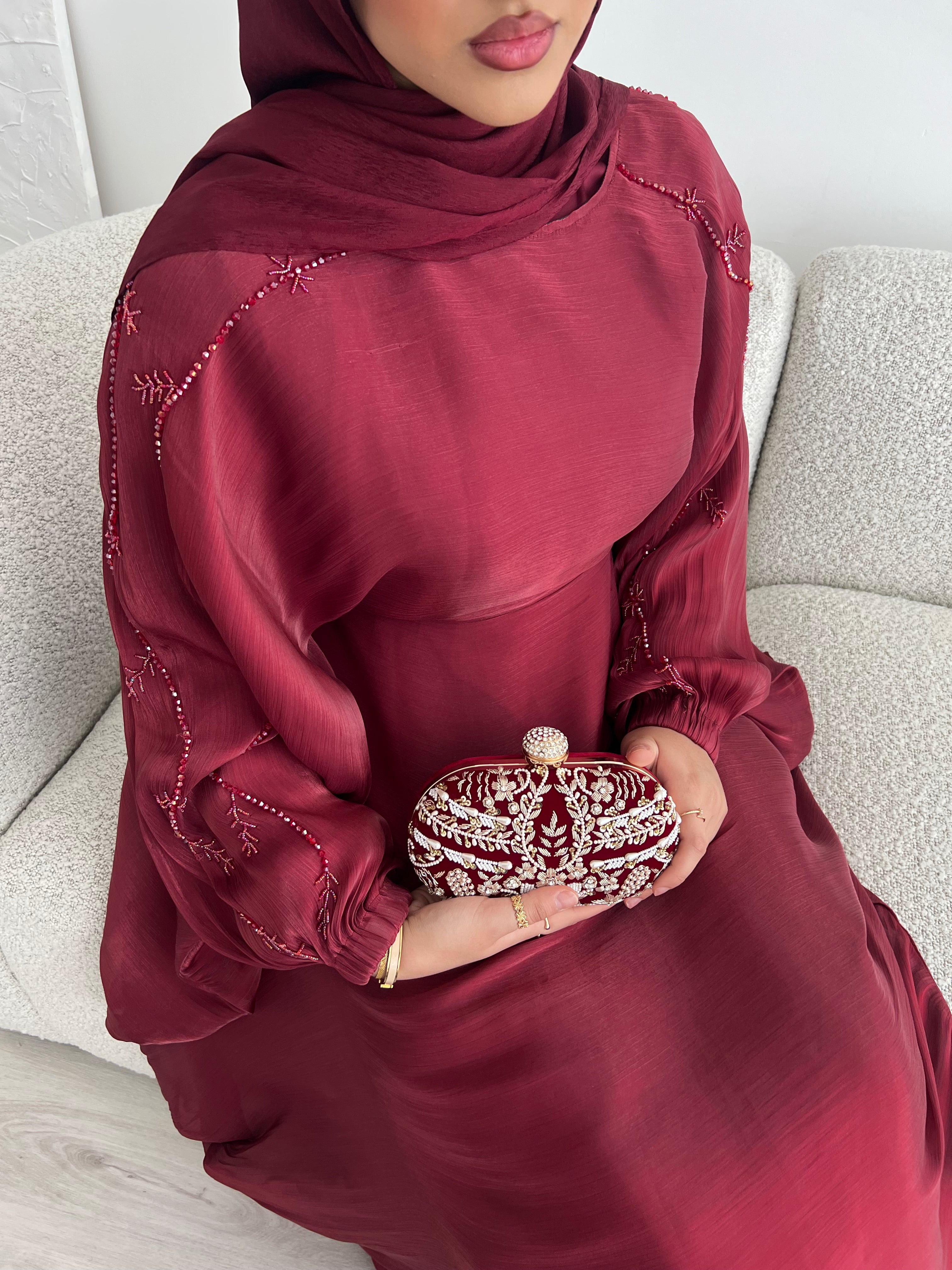Doha Abaya V2 - Maroon Noir