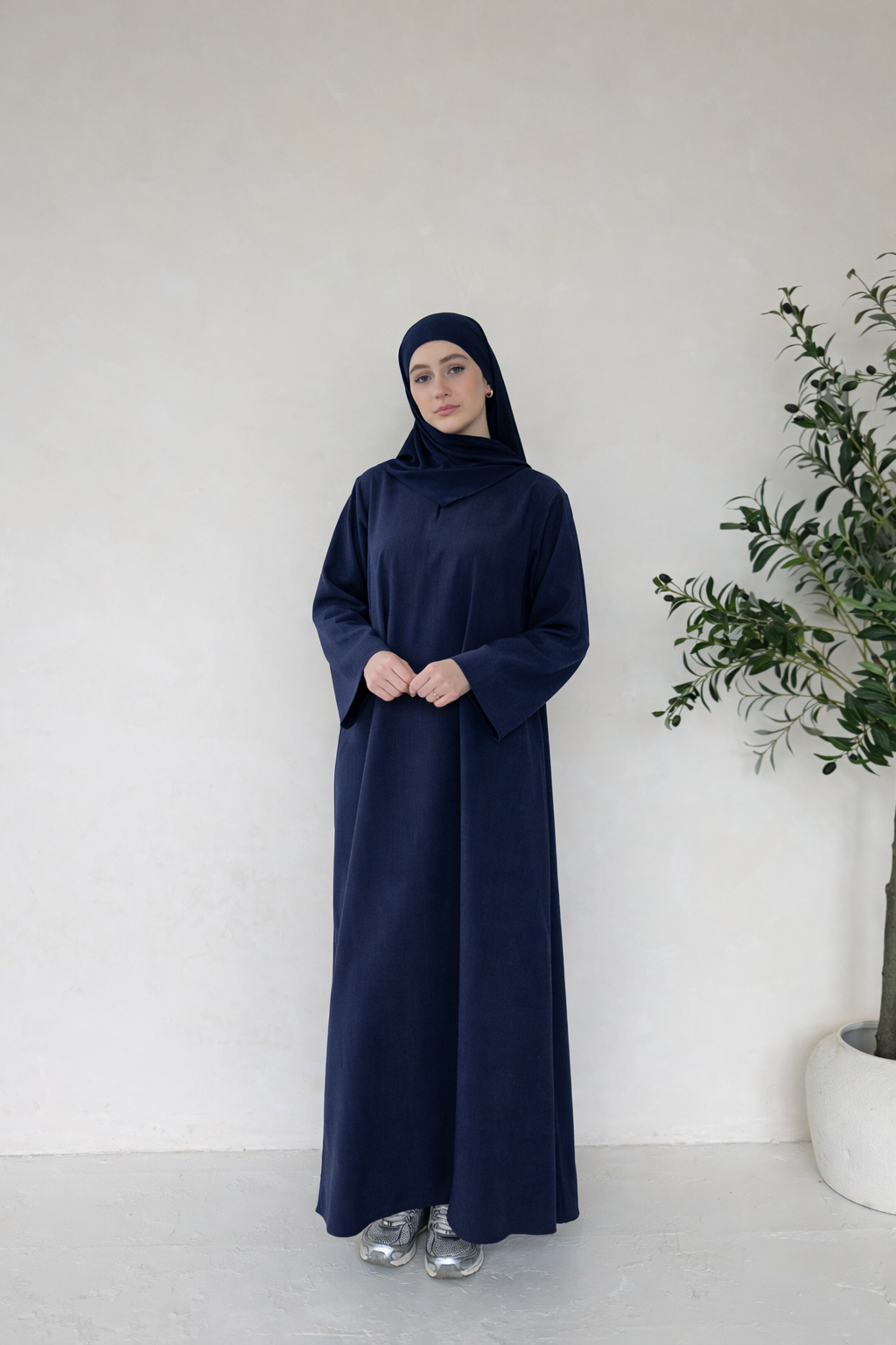 Linen Basics Abaya - Navy Blue