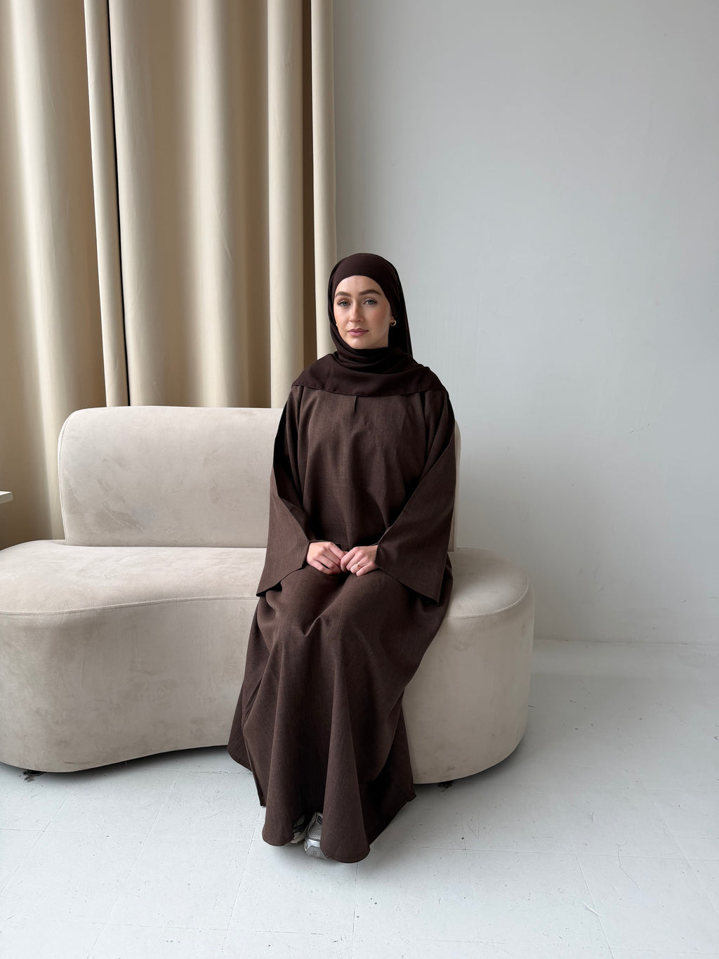 Linen Basics Abaya - Chocolate Brown