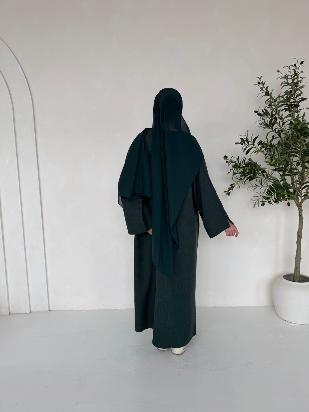 Linen Basics Abaya - Teal Green