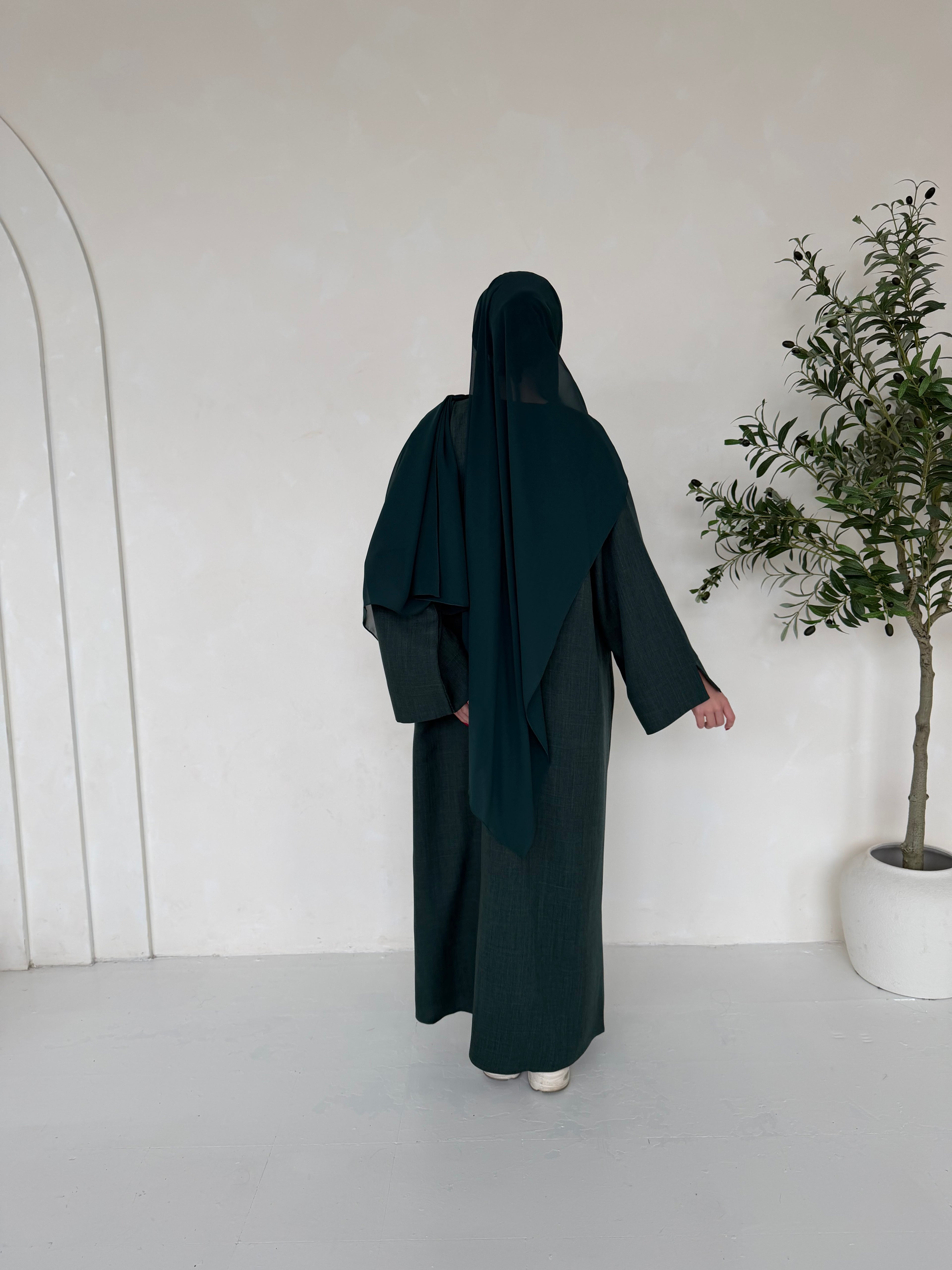 Linen Basics Abaya - Teal Green